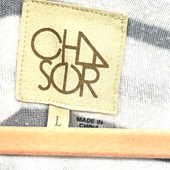 Chaser Womens Hoodie Large Gray White Striped Pullover Knit Athletic Stretch - Picture 3 of 12